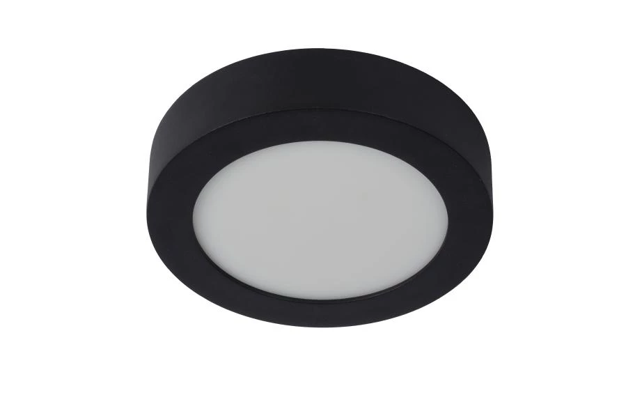 Lucide BRICE-LED - Plafonnière Badkamer - Ø 18 cm - LED Dimb. - 1x12W 3000K - IP44 - Zwart - uitgezet